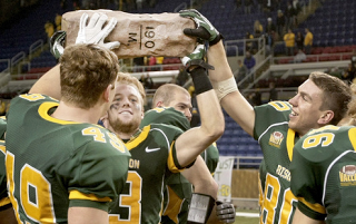 The Dakota Marker will stay in Fargo for another year. The Bison clinched at least a share of the Missouri Valley title on Saturday, 11/10/2012